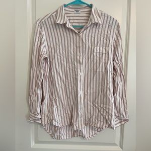 Sunday Best Womens Stripped Long Sleeve Button Up Top